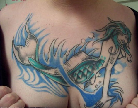 Mermaid Chest Tattoos for Women