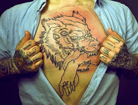 Dangerous Wolf Chest Tattoos
