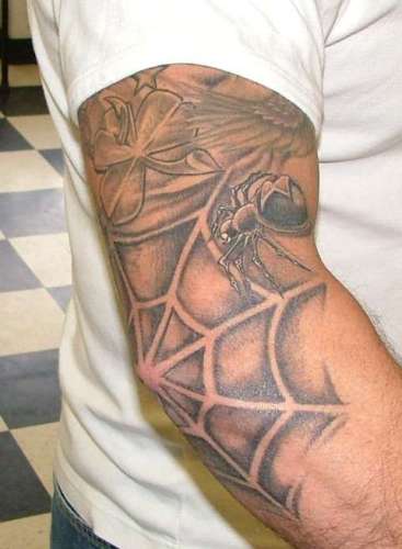 Spider Web Elbow Tattoos