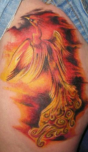 Burning Flame Tattoos on shoulders