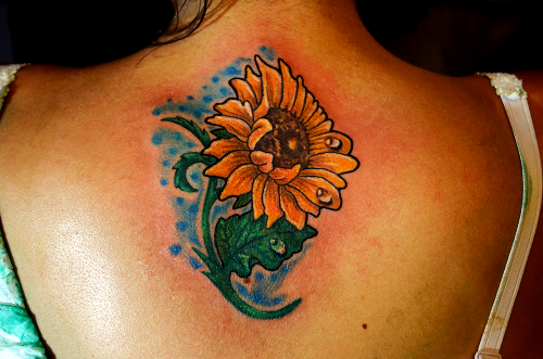 Sun Flower Tattoos on Back