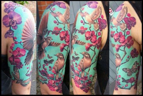Birds Full Sleeve Tattoo