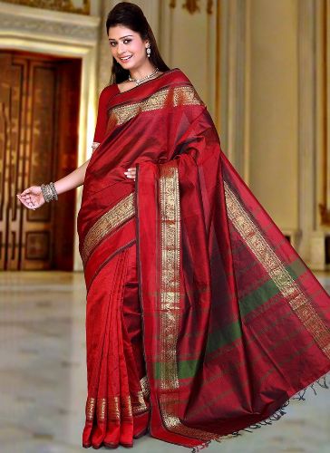 Kanchi Cotton Silk Saree in Red