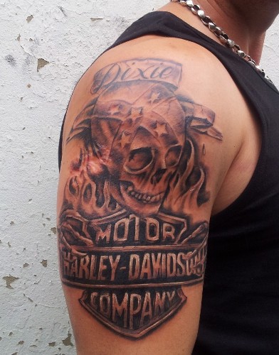 Deadly Skull Harley Davidson Tattoos