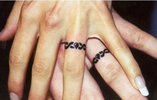 Matched Rings Finger Tattoos for Women