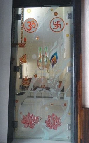 Pooja Room With Sliding Transparent Door