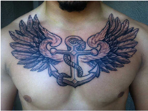 Carpe Diem & Wings Chest Tattoo