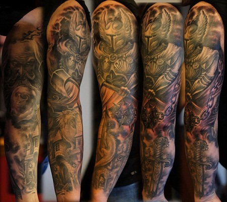 Warrior Full Sleeve Tattoo Design