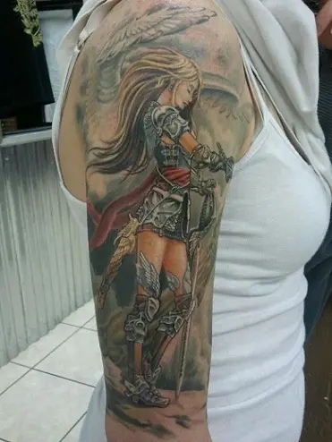 Tattoo uploaded by Emma Raine Tattoo  Valkyrie warrior with the clients  fiancée as the female warrior viking  Tattoodo