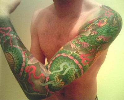 Full Sleeve Dragon Weed Tattoos
