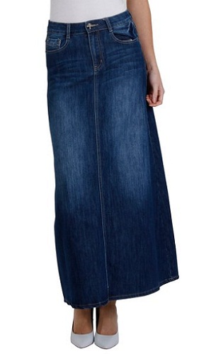 Blue Denim Tube Style Long Skirt