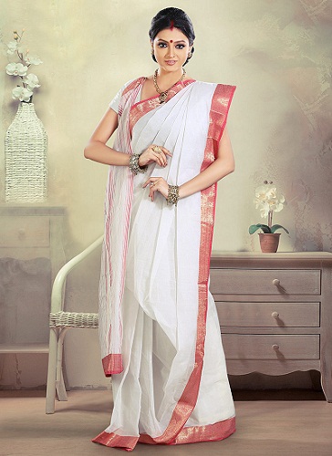 Buy Bengal Handloom Tant Saree (Cotton) 13088 | www.maanacreation.com