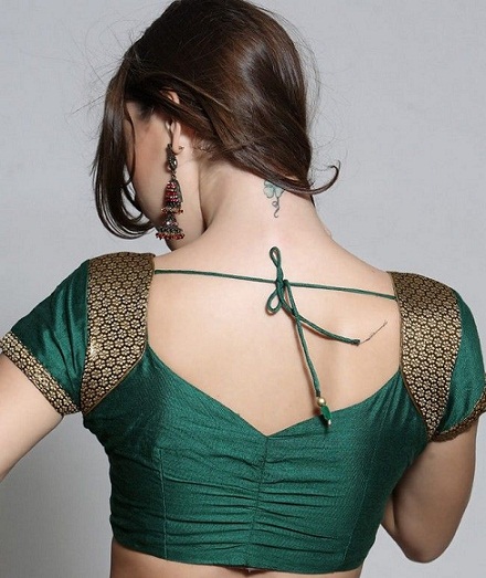 Silk Saree Back Side Simple Blouse Designs Photos