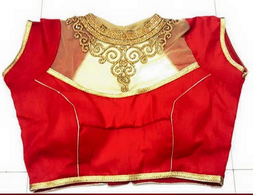 Red and Gold High Neck Blouse