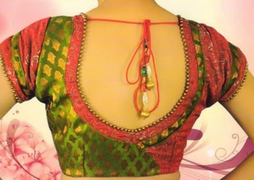 Bridal Saree Blouse Neck Designs With Patch Work