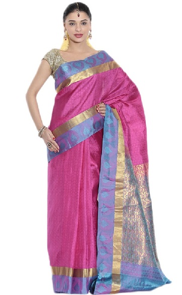 The Pink and Blue Kanjivaram Silk Saree