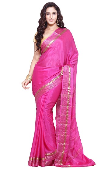 Pink Touch Plain Mysore Silk Saree