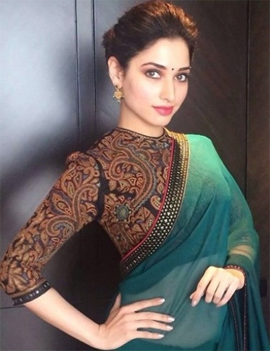 Teal silk plain saree with designer blouse 5902