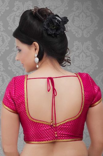 Pink Low Cut Blouse For The Simple and Plain Sarees