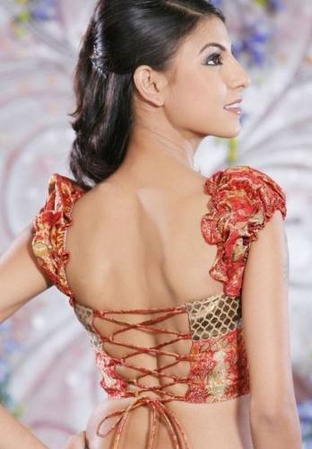 Puffed Sleeve Backless Saree Blouse