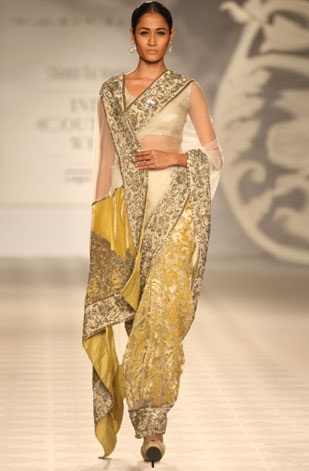 Intricate Designer Colored Pleated Latest Saree