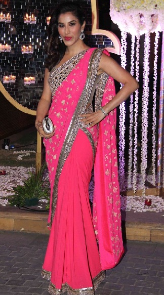 Vibrant Pink Designer Latest Saree With Golden Design Along Pallu