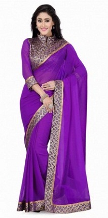 Violet Saree With Black Lace