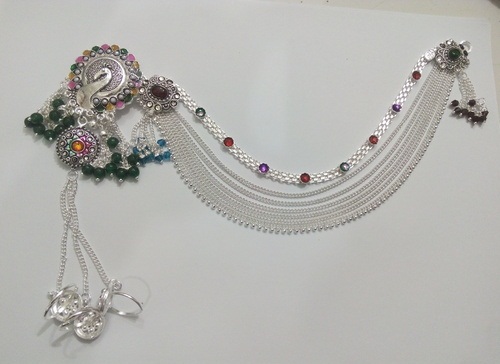 Designer Silver Anklets with Broche