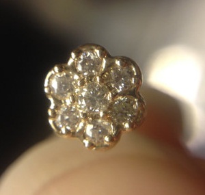 petite body jewellery 18ct Rose Gold 0.005ct Diamond Nose Stud Ring Pin Bone 