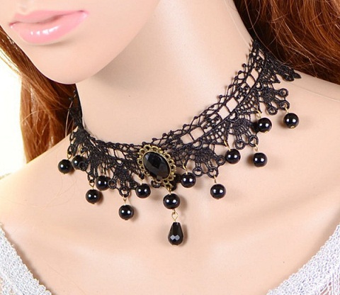 Fashion DIY Black Pearl Choker Necklace