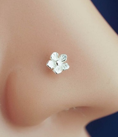 Floral Silver Nose Pin