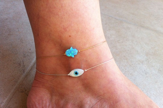 Evil Eye Anklets With Charming Gold Chain