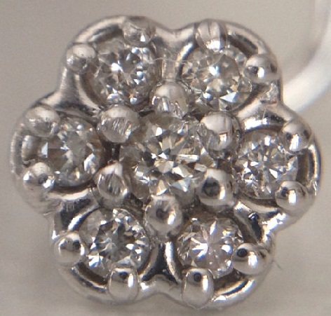 Handmade Diamond Nose Pin Stud in 14K White Pin Design