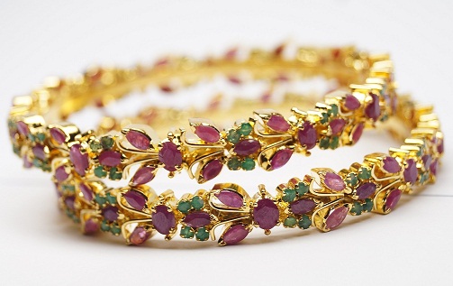 Stunning Traditional Ruby Emerald Designer Bangles