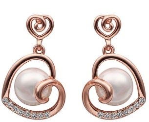 Alloy Heart Pearl Earrings for Girls