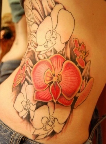 Blossom Flowers Orchid Tattoo Design