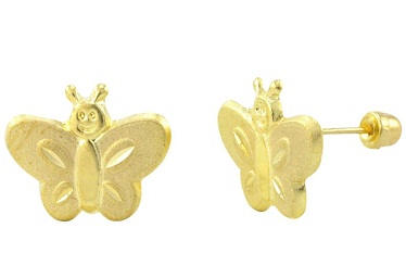 Butterfly Design Gold Stud Earrings for Women