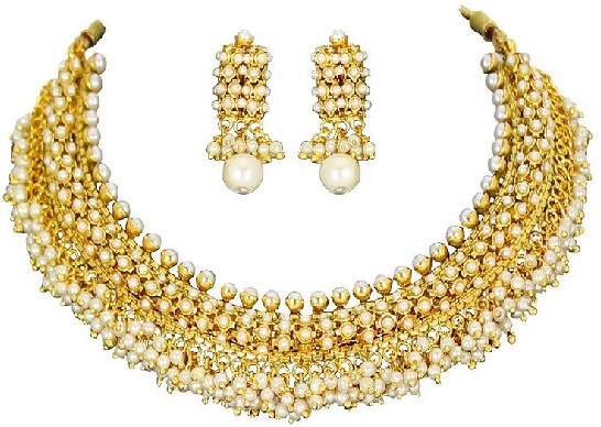 Designer Traditional Pearl with Gold Necklace