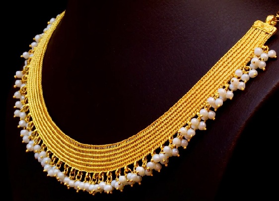 Yellow and Gold Designer Pearl Necklace