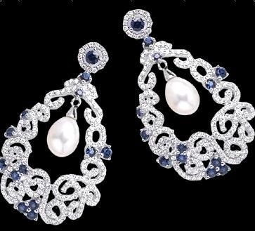 Designer White Diamond Earrings with Pearl
