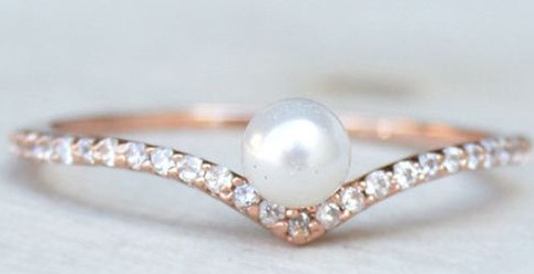 Designer Gold Ring with Diamonds and Pearl