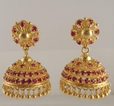 Indian Designer Gold Jhumkas Jewelry