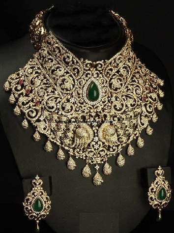 Designer Heavy Diamond Necklace for Bridal