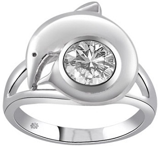 Dolphin Designed Diamond Rings for Teens