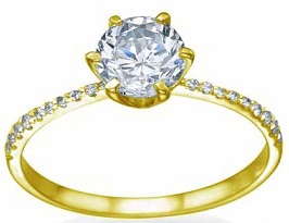 Golden Ring with Rounded Pave