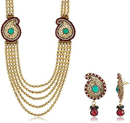 Long Gold Necklace Set for Wedding
