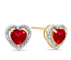 Heart Shaped Red Ruby Stone Earrings