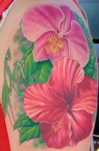 Hibiscus Orchid Tattoo Design