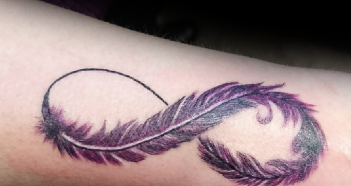 Infinity Feather tattoo