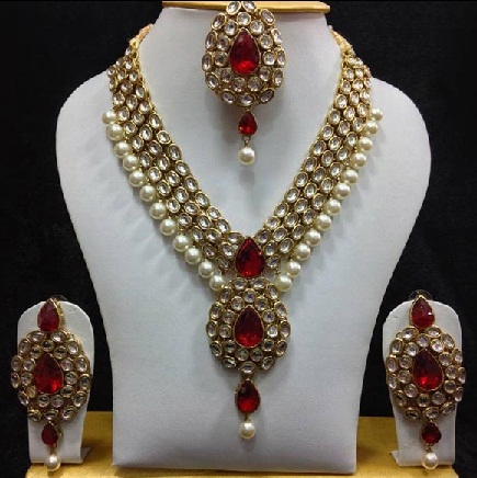 Kundan Paisley Ruby Necklace for Bride